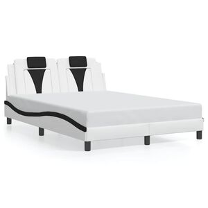 vidaXL Cadru de pat, Viana, fără saltea, alb și negru,140x190cm, piele ecologică