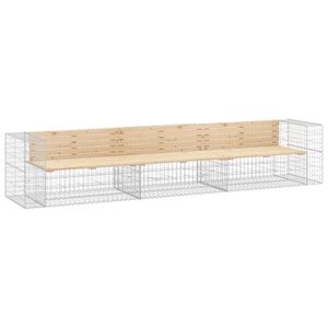 vidaXL Bancă de grădină, design gabion, 347x71x65,5cm, lemn masiv pin