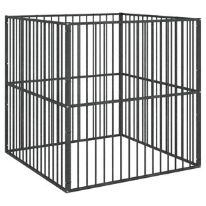 vidaXL Țarc pentru c&acirc;ini cu 4 panouri, negru, oțel galvanizat