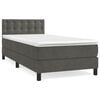 vidaXL Pat box spring cu saltea, gri &icirc;nchis, 80x200 cm, catifea