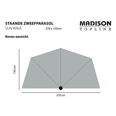 Madison Umbrelă de soare balcon Sun Wave, ecru, 270 x 150 cm, PAC3P016
