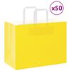 vidaXL Pungi de h&acirc;rtie 50 buc cu m&acirc;nere galbene 32x17x25 cm