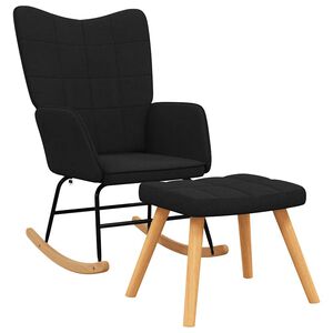 vidaXL Scaun balansoar cu taburet, negru, textil