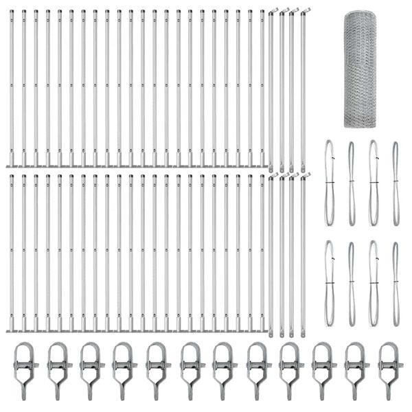 vidaXL &Icirc;ngrădire cu st&acirc;lpi Argintiu 0.6 x 100 m otel acoperit cu PVC