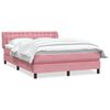 vidaXL Pat box spring cu saltea, roz, 140x210 cm, catifea