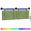 vidaXL Tăblie de pat suspendată Cu lumină LED Verde deschis Catifea