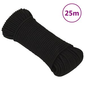 vidaXL Fr&acirc;nghie de lucru, negru, 4 mm, 25 m, poliester