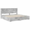 vidaXL Cadru de pat cu sertar Gri din beton 200 x 200 cm Lemn compozit