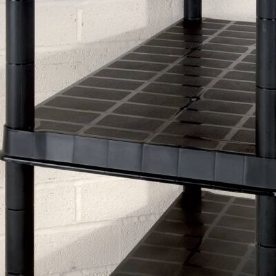 vidaXL Raft de depozitare cu 5 polițe, negru, 255x40x185 cm, plastic
