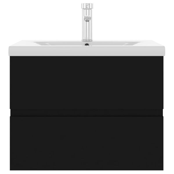 vidaXL Dulap cu chiuvetă &icirc;ncorporată, negru, lemn prelucrat