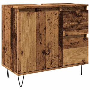 vidaXL Dulap chiuvetă baie, lemn vechi, 65x33x60 cm, lemn prelucrat