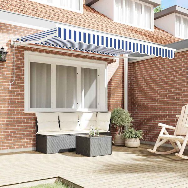 vidaXL Cortina Retractabilă Albastru și Alb 300 x 200 cm
