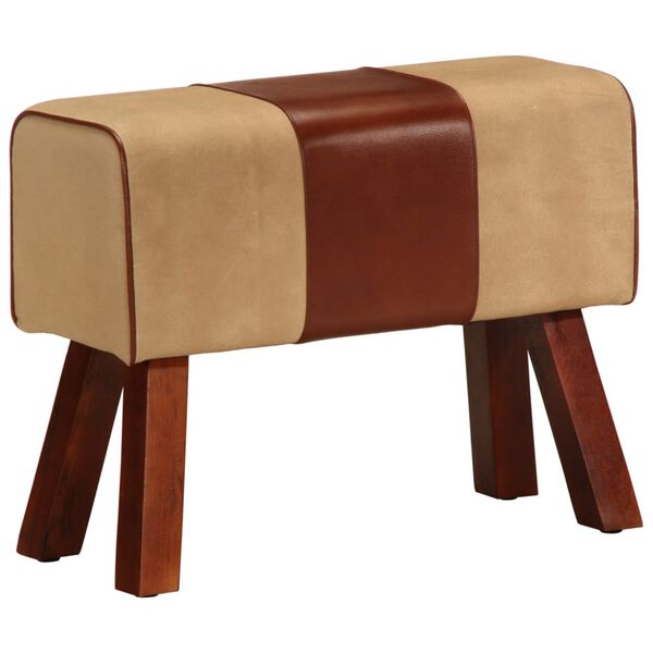 vidaXL Bancă Bok gimnastică maro 58cm piele naturală/lemn masiv mango