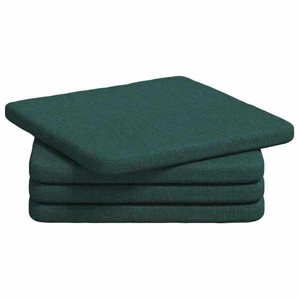 vidaXL Perne de Șezut 4 pcs Verde &icirc;nchis 40 x 40 x 3 cm țesătură
