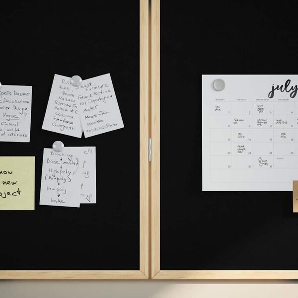 vidaXL Tablă de Anunțuri Negru 80 x 80 x 1.4 cm Lemn masiv de pin