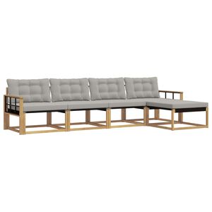 vidaXL Set de canapele de exterior cu pernă 5 pcs Alb și gri deschis