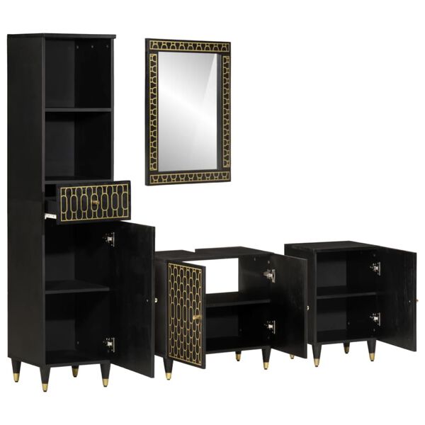 vidaXL Set mobilier de baie, 4 piese, lemn masiv de mango