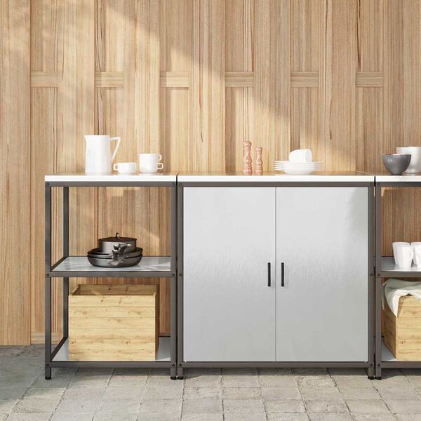 vidaXL Set de depozitare pentru bucătărie cu raft 2 pcs Argintiu