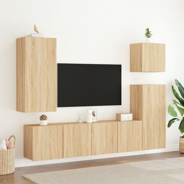 vidaXL Comodă TV de perete, stejar sonoma 40,5x30x90 cm lemn prelucrat