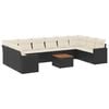 vidaXL Set canapele de grădină cu perne, 11 piese, negru, poliratan