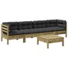 vidaXL Set mobilier de grădină cu perne, 5 piese, lemn de pin tratat
