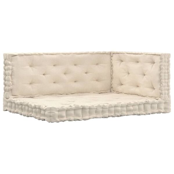 vidaXL Perne de podea pentru paleți, 3 buc., bej, bumbac