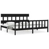 vidaXL Cadru pat cu tăblie 200x200 cm, negru, lemn masiv