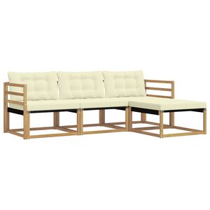 vidaXL Set de canapele de exterior cu pernă 4 pcs Alb și crem