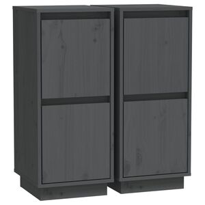 vidaXL Servante, 2 buc., gri, 31,5x34x75 cm, lemn masiv de pin