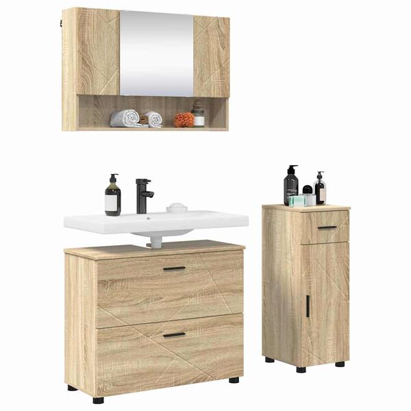 vidaXL Set de mobilier pentru baie cu sertar 3 pcs Stejar Sonoma