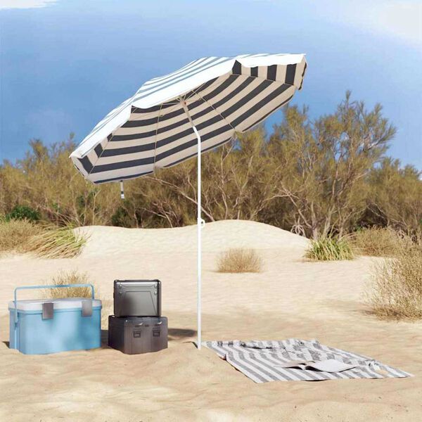 vidaXL Parasol de Plajă Albastru și alb 161 x 193 cm Poliester