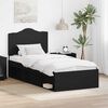 vidaXL Cadru de pat cu headboard Negru 75 x 190 cm Lemn de pin masiv