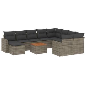 vidaXL Set canapele de grădină cu perne, 11 piese, gri, poliratan