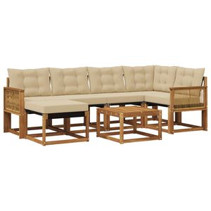 vidaXL Set de canapele de exterior cu pernă 7 pcs Natural și Bej