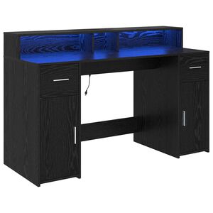 vidaXL Birou cu sertar Stejar negru 140 x 55 x 91 cm Lemn prelucrat