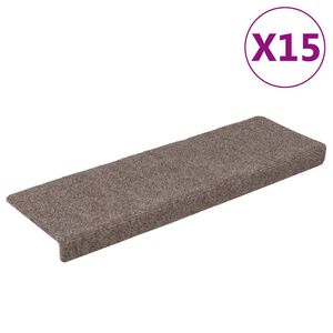 vidaXL Covorașe autoadezive pentru scări, 15 buc., 65x21x4 cm, bej, cu margini dreptunghiulare