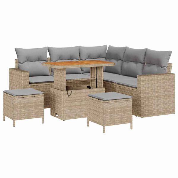 vidaXL Set de canapele pentru grădină 9 pcs Beige și gri deschis