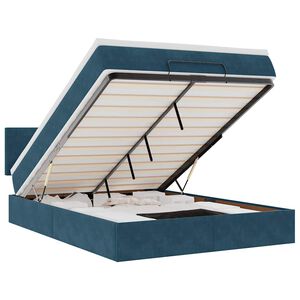 vidaXL Cadru de pat otoman cu saltea Albastru &icirc;nchis 140x200cm catifea
