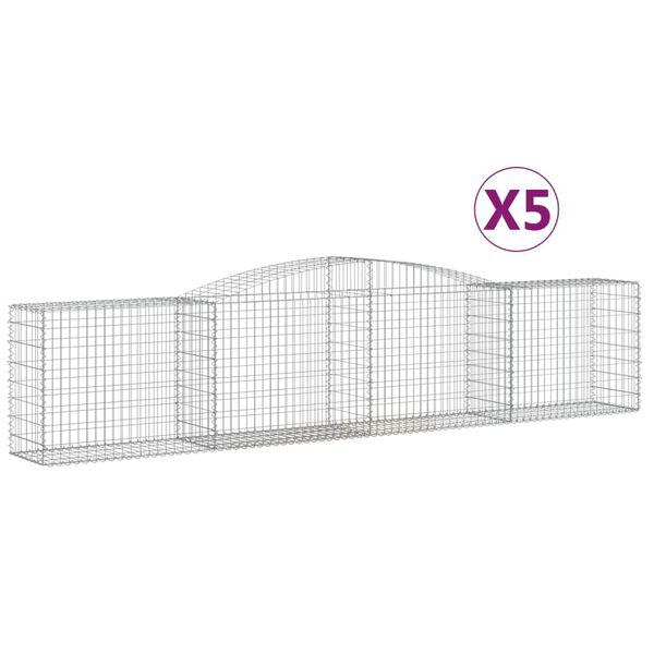 vidaXL Coșuri gabion arcuite 5 buc, 400x50x80/100 cm, fier galvanizat