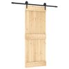 vidaXL Ușă glisantă Natural și Negru 80 x 210 cm Lemn de Pin Solid