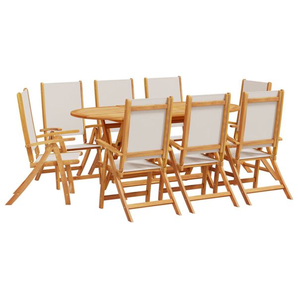vidaXL Set mobilier de grădină, 9 piese, lemn masiv acacia/textilenă