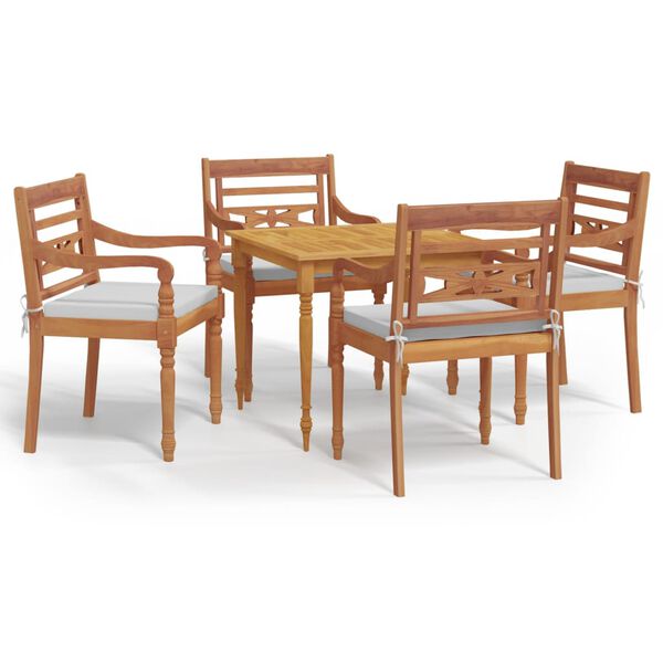 vidaXL Set mobilier de grădină cu perne, 5 piese, lemn masiv de tec