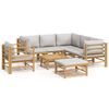 vidaXL Set mobilier de grădină cu perne gri deschis, 8 piese, bambus