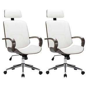 vidaXL Scaune de birou rotative cu spătar 2 buc. Piele artificială