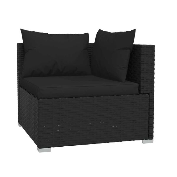 vidaXL Set mobilier de grădină cu perne, 5 piese, negru, poliratan