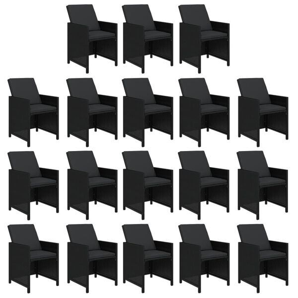 vidaXL Set mobilier de grădină cu perne, 19 piese, negru, poliratan