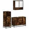 vidaXL Set mobilier de baie, 3 piese, stejar fumuriu, lemn prelucrat