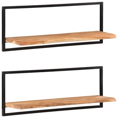 vidaXL Rafturi de perete 2 buc. 100x24x35 cm lemn masiv acacia/oțel