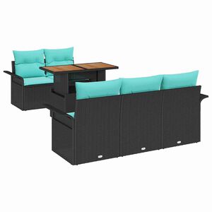 vidaXL Set de canapele pentru grădină cu pernă 6 pcs Negru și albastru
