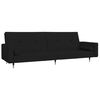 vidaXL Canapea extensibilă cu 2 locuri, 2 perne, negru, catifea